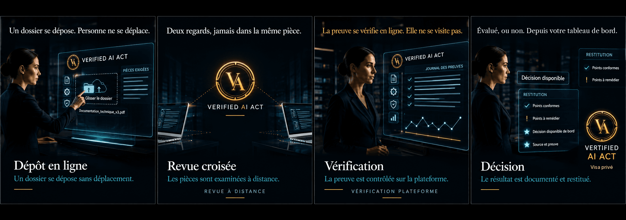 Parcours à distance : dépôt en ligne, revue croisée, vérification et décision